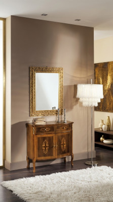 Dresser Wood Furniture Baroque with Mirror Luxury Italian Furniture 2-piece Set