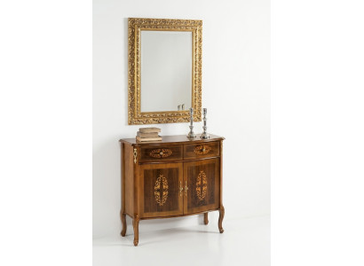 Dresser Wood Furniture Baroque with Mirror Luxury Italian Furniture 2-piece Set