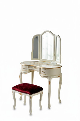 Group 2-piece Set Style Classic Stool Console Table with Mirror Furniture