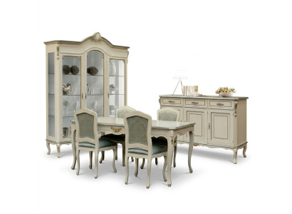Luxury Dining Room Set 5-piece White Wood Furniture 4x Chair Table Baroque Style New