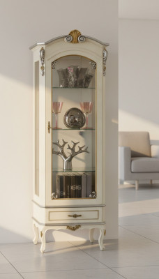 Classic luxury furniture, wooden white display cabinet, chic showcase cabinet, Italian furniture, new