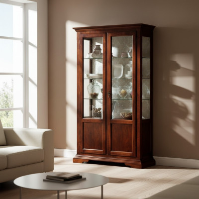 Chic Designer Italian Luxury Wood Furniture Baroque Style Cabinet Display Case Living Room