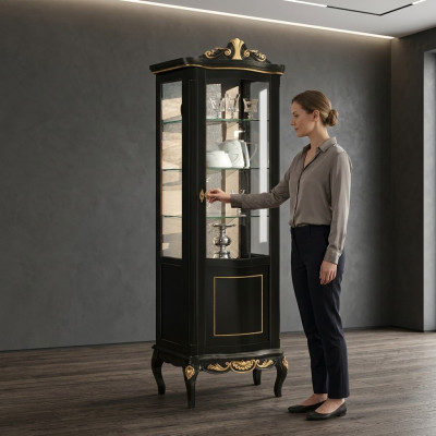 Designer Italian Chic Wood Furniture Baroque Style Luxury Cabinet Display Living Room