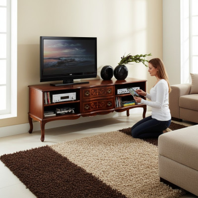 Italian wooden furniture sideboard TV lowboard long RTV cabinet living room