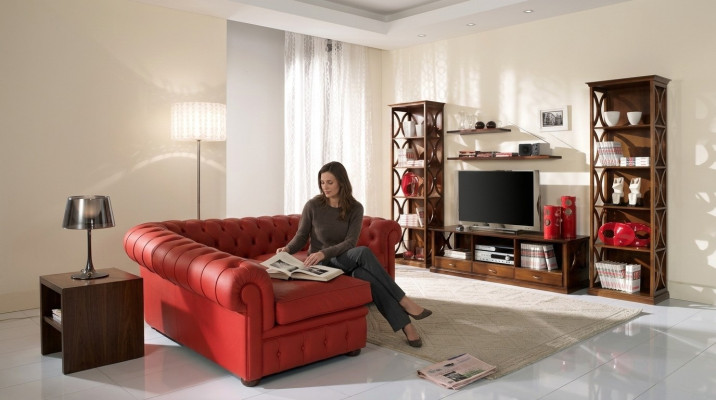 Luxury 5-piece set for living room: TV cabinet, 2 bookcases, 2 shelves, furniture shelves