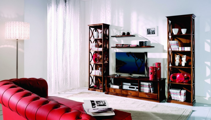 Luxury 5-piece set for living room: TV cabinet, 2 bookcases, 2 shelves, furniture shelves