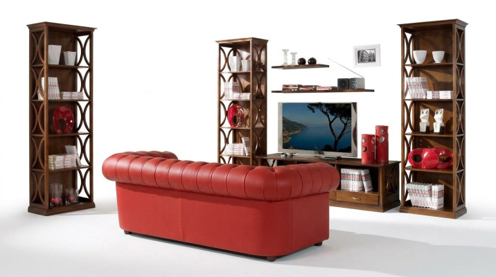 Luxury 5-piece set for living room: TV cabinet, 2 bookcases, 2 shelves, furniture shelves