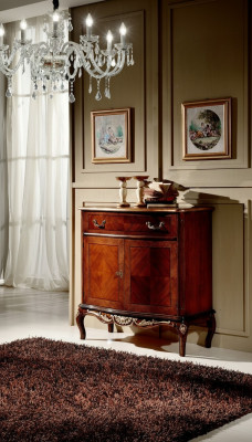 Italian wooden furniture chest cabinet with 2 doors and 1 drawer