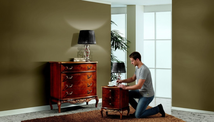 Luxury Italian Furniture Large Dresser Cabinet with 4 Drawers Wood Brown