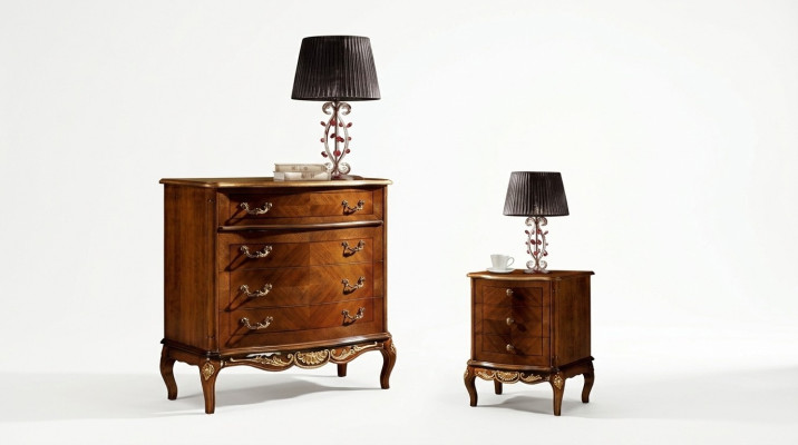 Luxury Italian Furniture Large Dresser Cabinet with 4 Drawers Wood Brown