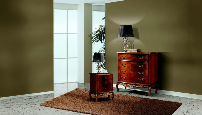 Italian Baroque Furniture Nightstand Bedroom Small Wooden Chest of Drawers Brown New