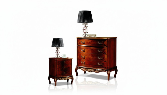 Italian Baroque Furniture Nightstand Bedroom Small Wooden Chest of Drawers Brown New