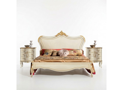 Design luxury bed classic wooden bed frame baroque style Italian furniture