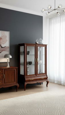 Classic furniture wood brown display cabinet chic display cabinet Italian furniture