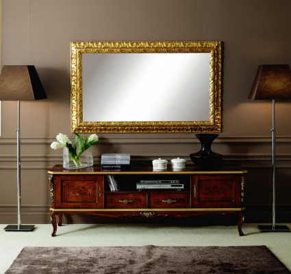 Luxury 2-piece Set Sideboard Lowboard RTV Mirror Italian Wood Furniture Wood Furniture