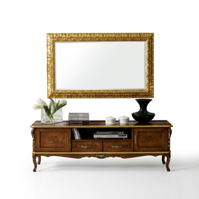 Luxury 2-piece Set Sideboard Lowboard RTV Mirror Italian Wood Furniture Wood Furniture