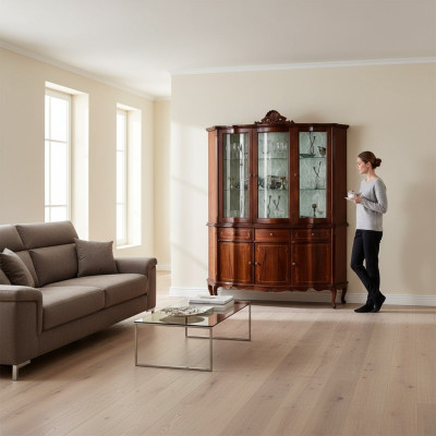 Classic furniture wood brown display case chic display cabinet design Italian furniture