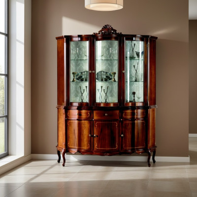 Classic furniture wood brown display case chic display cabinet design Italian furniture