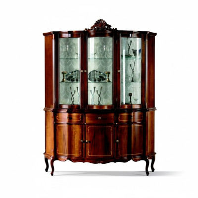 Classic furniture wood brown display case chic display cabinet design Italian furniture