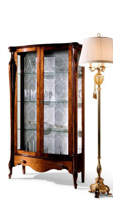 Luxurious Italian furniture, classic furniture, wood brown display cabinet, chic showcase cabinet.