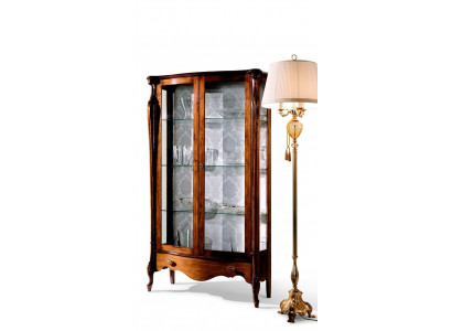 Luxurious Italian furniture, classic furniture, wood brown display cabinet, chic showcase cabinet.