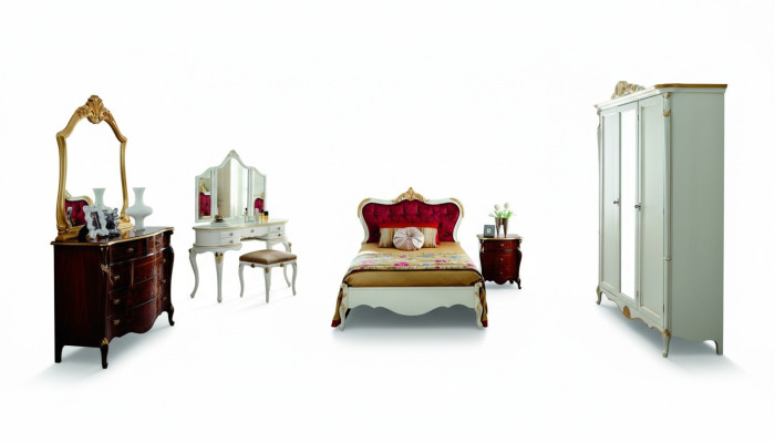 Design luxury bed 120*195 cm with headboard buttons Baroque style Italian furniture