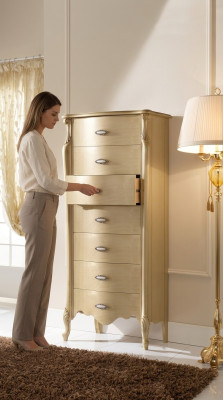 Italian wood furniture stylish chest of 120 cm high with 7 drawers