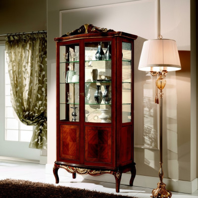 Luxurious Design Furniture Italian Furniture Large Wood Brown Display Cabinet Luxury Display Cabinet