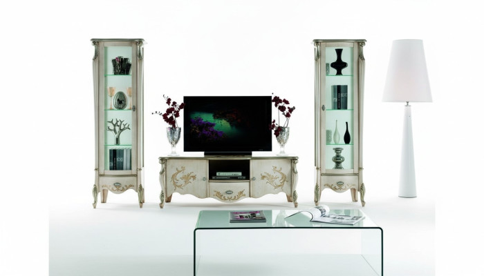 Elegant set of 3-piece furniture RTV with 2x display cabinets Italian furniture classical style