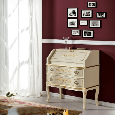 Design desk secretary writing office furniture wood tables office interior.