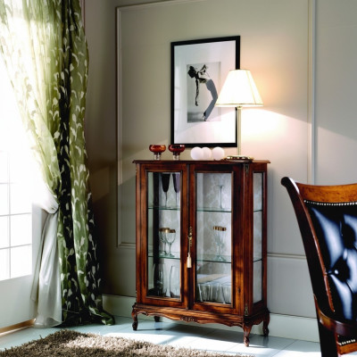 Designer Non-Vitrine Wood Brown Sideboard Glass Doors Luxury Italian Furniture