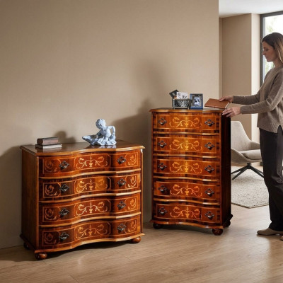 Italian wooden furniture design luxury dresser cabinet 4 drawers brown