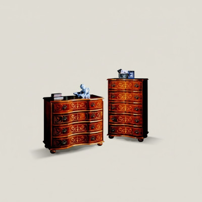 Italian wooden furniture design luxury dresser cabinet 4 drawers brown