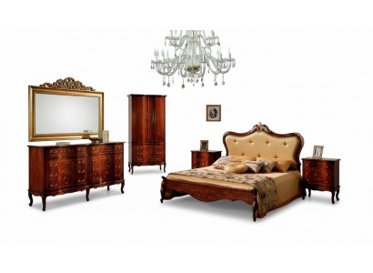 Set of 3-piece Bedroom Suite Bed 2x Nightstand Italian Baroque Furniture New
