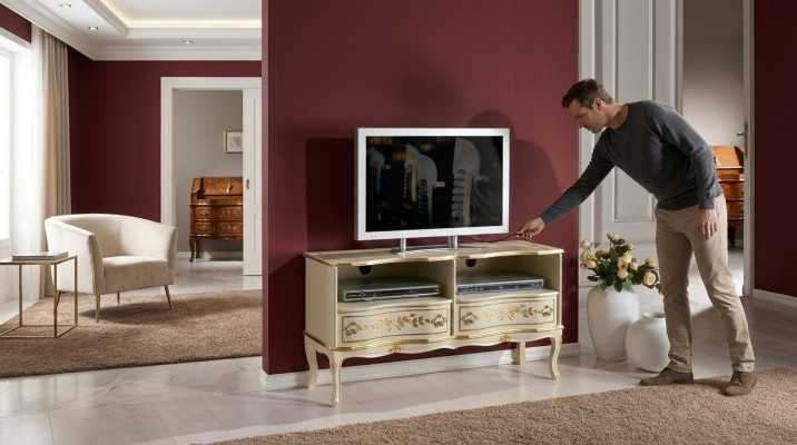 Chic white TV cabinet sideboard lowboard TV cabinets Italian style furniture new