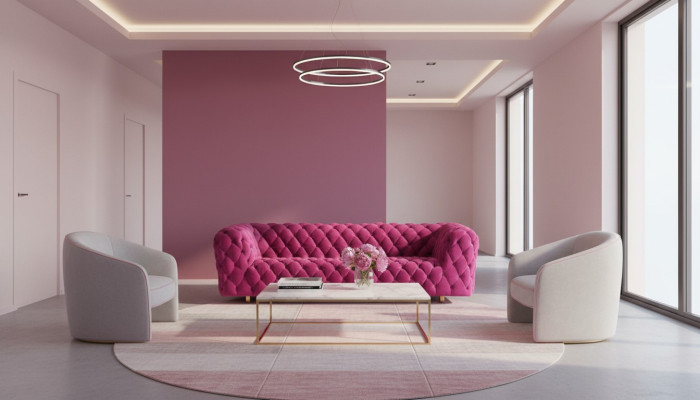 Pink XXL Big Couch Chesterfield Sofa Upholstered Fabric Four-seater 250cm new