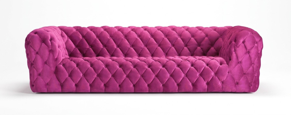 Pink XXL Big Couch Chesterfield Sofa Upholstered Fabric Four-seater 250cm new