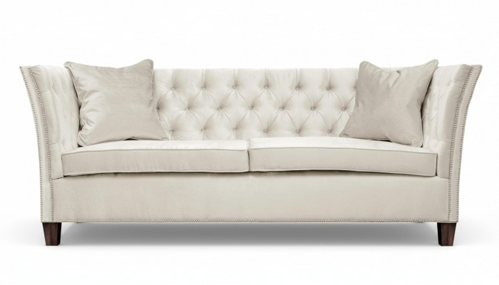 Sofa Beige Chesterfield Three-Seater Upholstery Furniture Hotel Practice Living Room