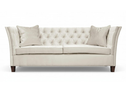 Sofa Beige Chesterfield Three-Seater Upholstery Furniture Hotel Practice Living Room