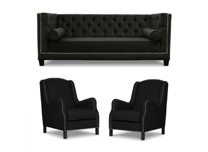 Black sofa set three-seater armchair upholstery couches set 3+1+1