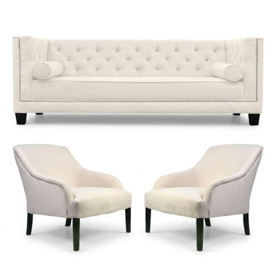 White Chesterfield Armchair XXL Big Textile Fabric Couches Creative Furniture New Sofas
