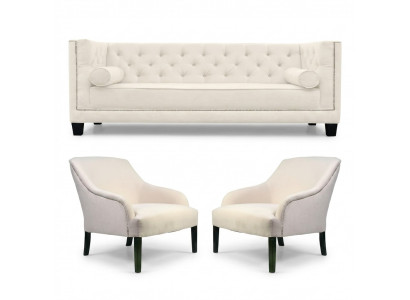 White Chesterfield Armchair XXL Big Textile Fabric Couches Creative Furniture New Sofas