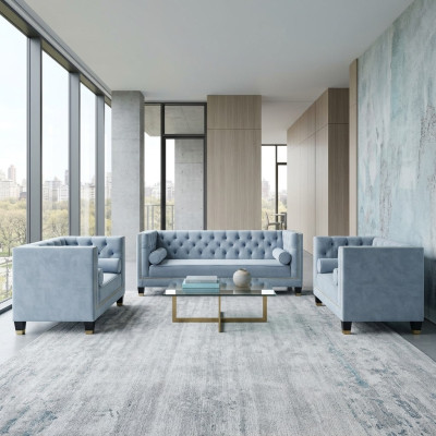 Blue sofa set Chesterfield chair creative furniture textile fabric living room new