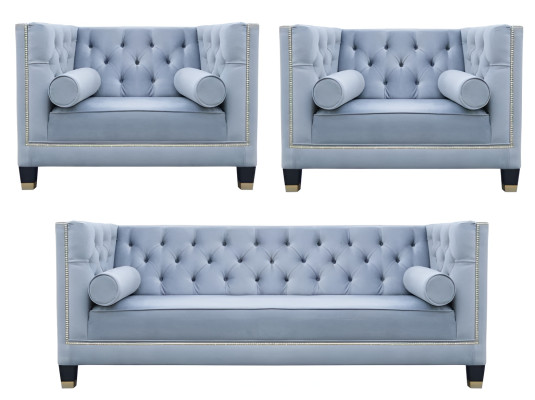 Blue sofa set Chesterfield chair creative furniture textile fabric living room new