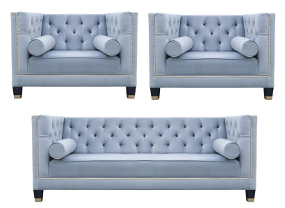 Blue sofa set Chesterfield chair creative furniture textile fabric living room new