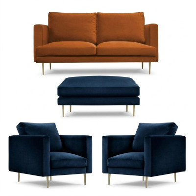 Sofa set orange footstool armchair creative furniture textile fabric living room