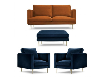 Sofa set orange footstool armchair creative furniture textile fabric living room