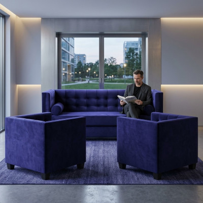 Sofa bed armchair creative furniture textile fabric blue group living room modern sofa