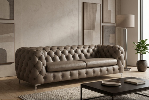 Chesterfield Sofa Brown XXL Big Leather Living Room Furniture 4-Seater Violet Yellow Green