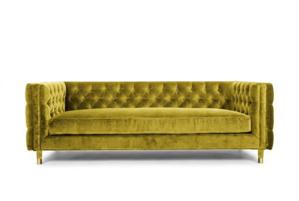Yellow Chesterfield 4-Seater Sofa Luxury Design Furniture Textile Fabric Couches Yellow Sofas